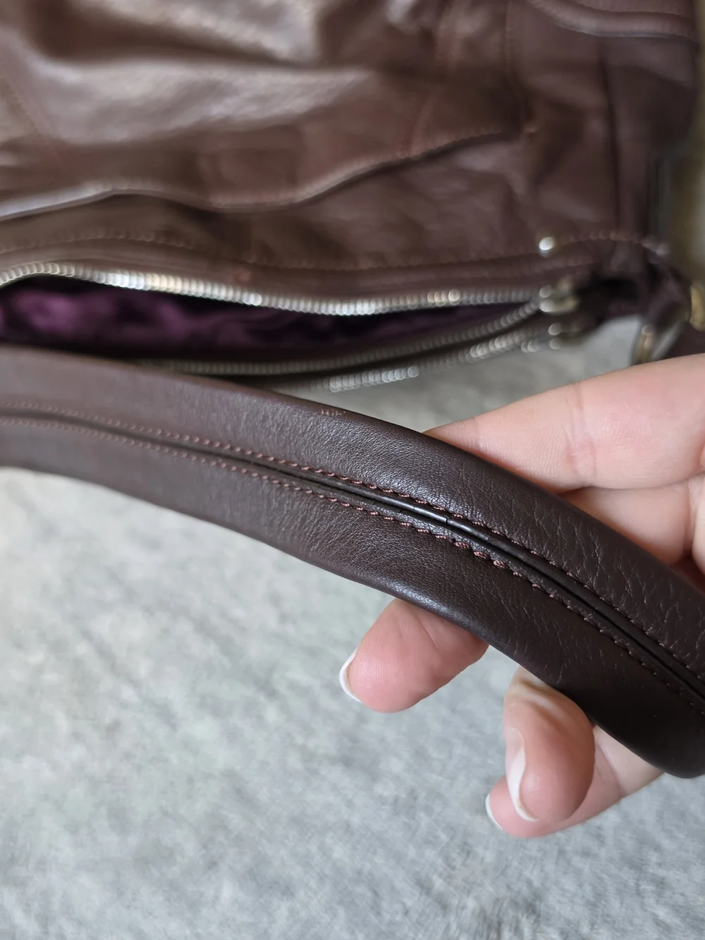 B. Makowsky dark brown leather shoulder bag